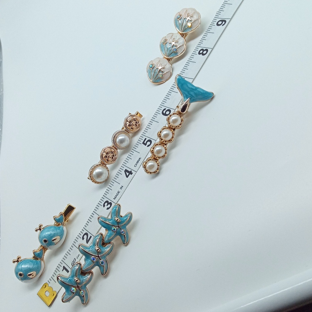 NEW | Lot Of Five | Enamel And Jeweled Nautical Hair Clips - Picture 9 of 10